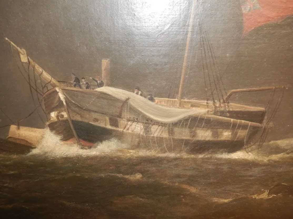 Large oil on canvas of a Marine rescue