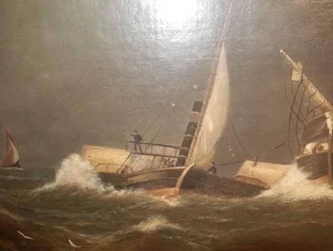 Large oil on canvas of a Marine rescue