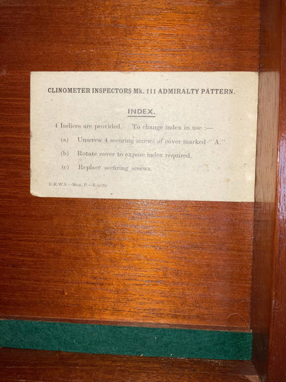 British Admiralty Pattern Clinometer Inspectors Level