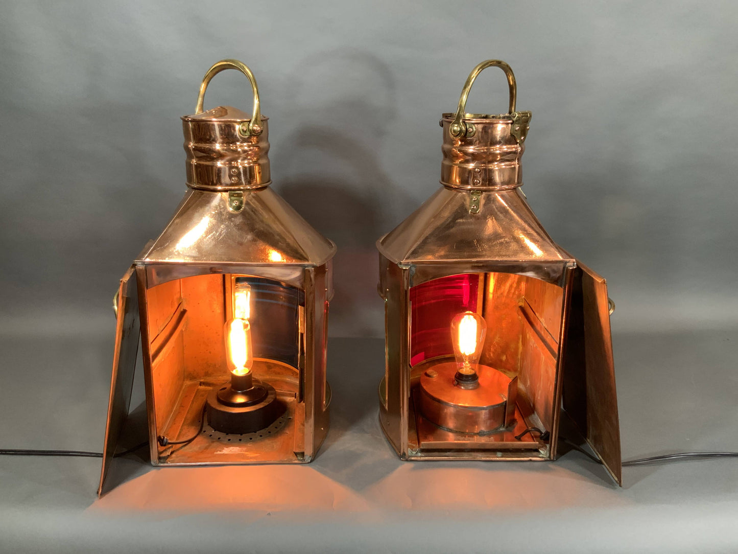 Giant Pair of Copper Port & Starboard Ships Lanterns by Meteorite- 12402 & 19204