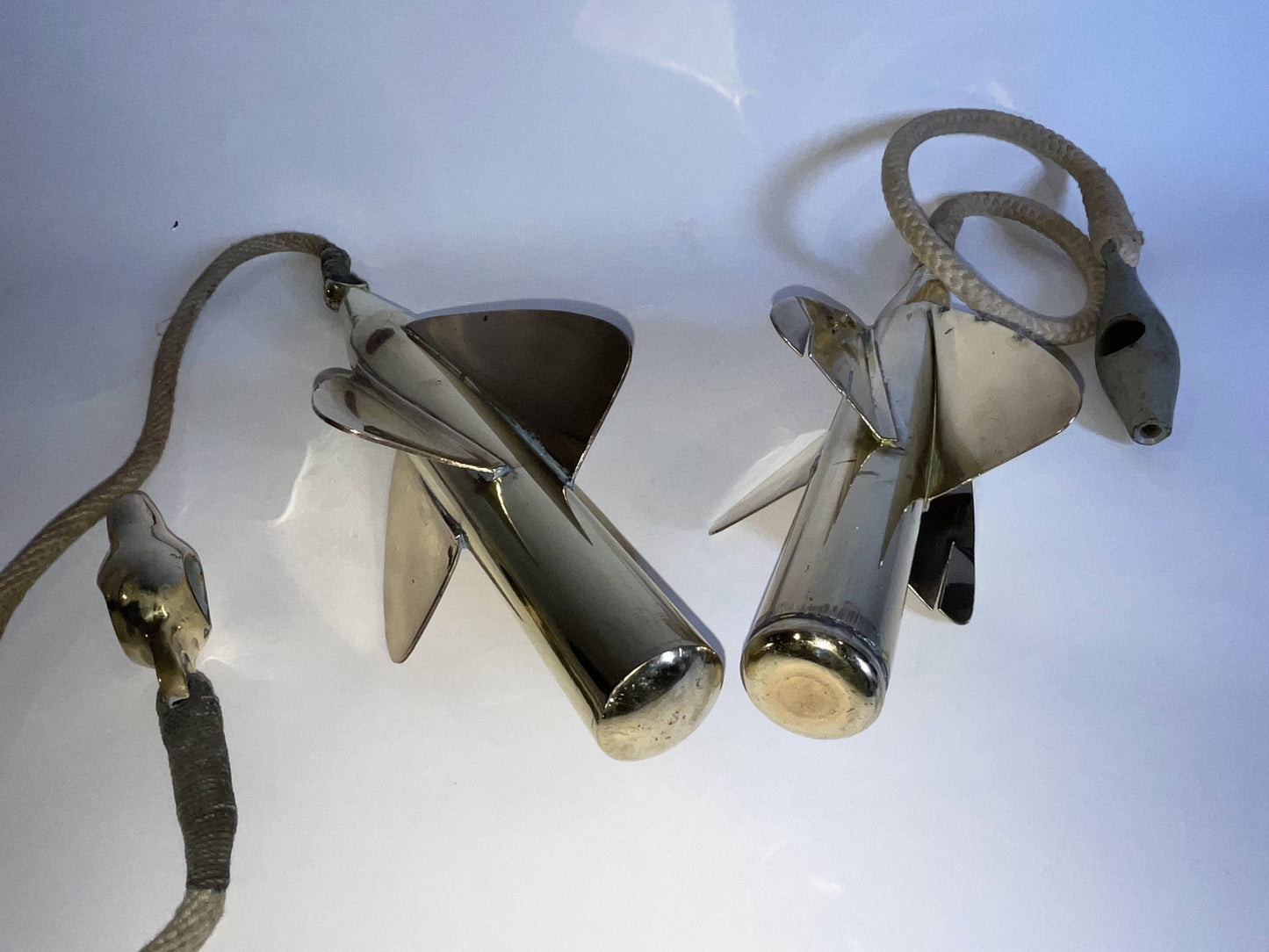 Two Solid Brass Taffrail Spinners with Couplings