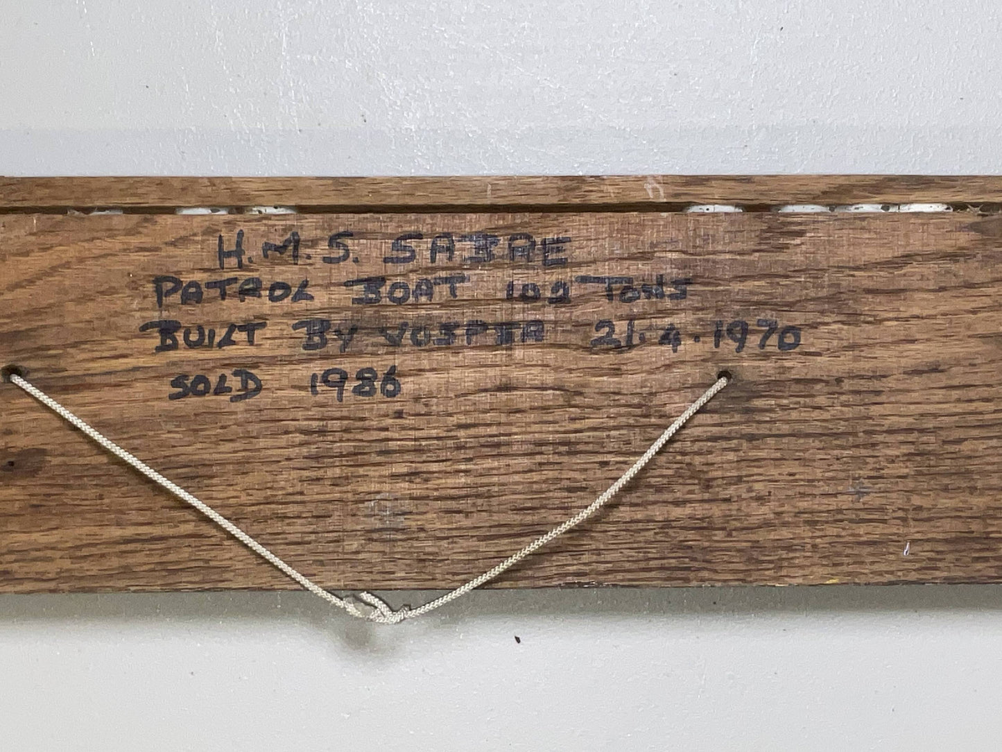 Nameboard from Royal Navy Patrol Boat HMS Sabre