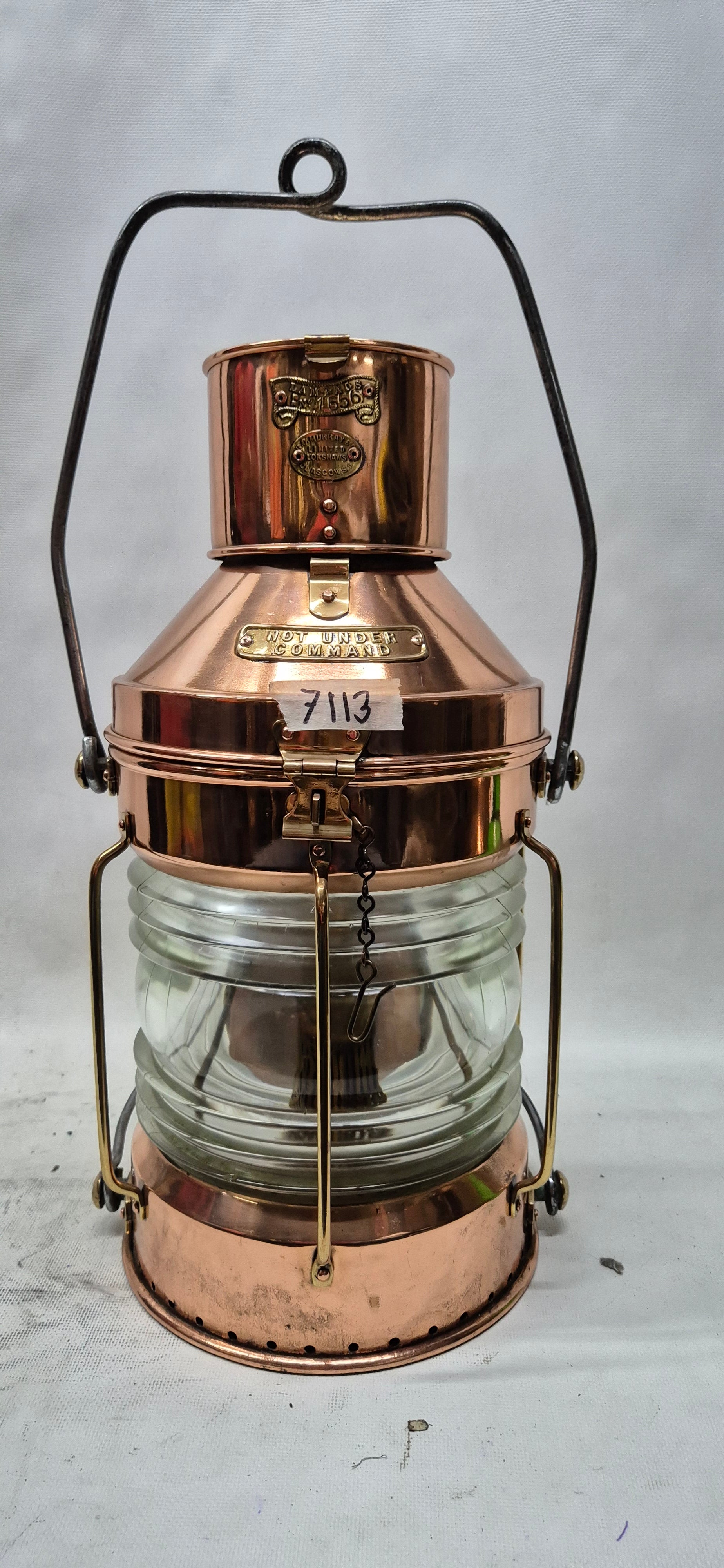 Solid Copper Ship's Not Under Command Lantern – Lannan Gallery