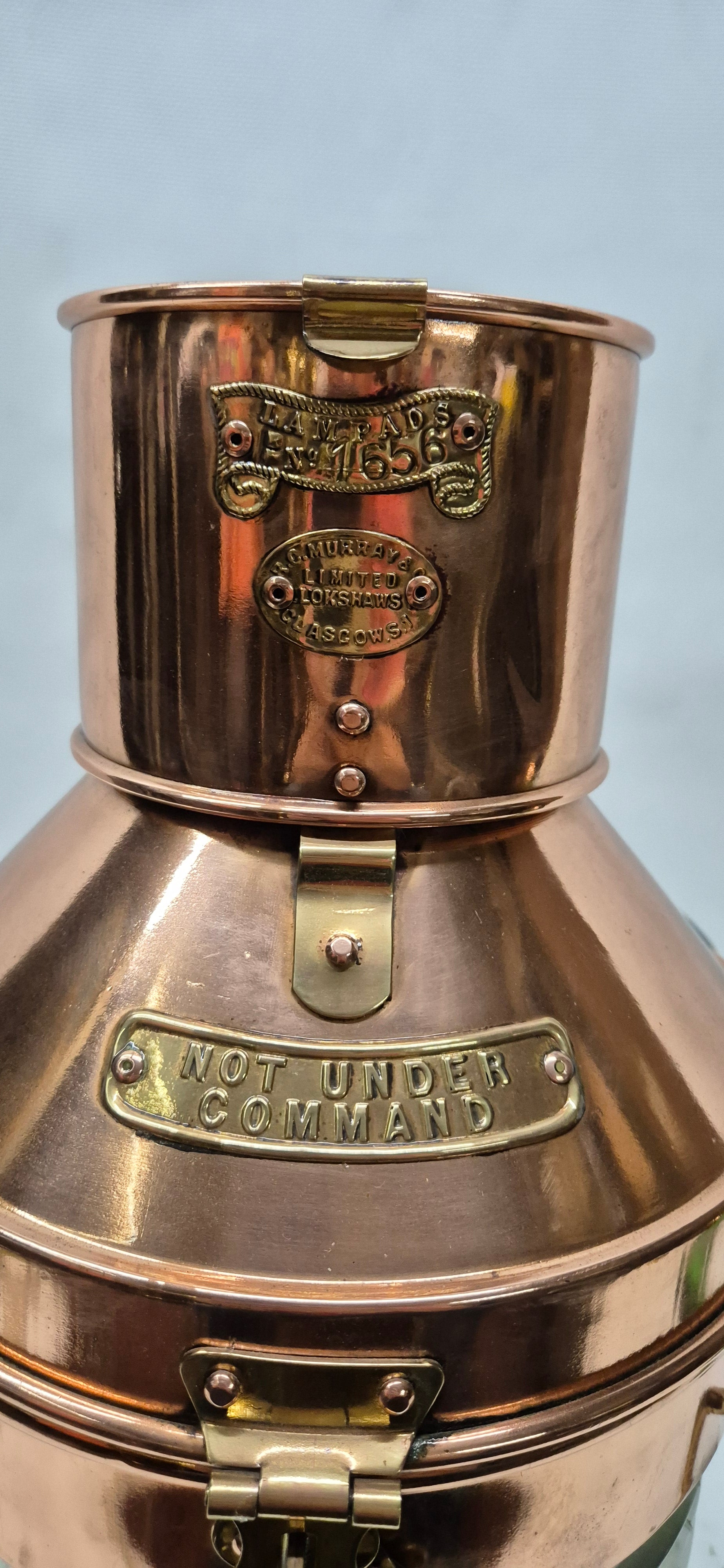 Solid Copper Ship's Not Under Command Lantern – Lannan Gallery