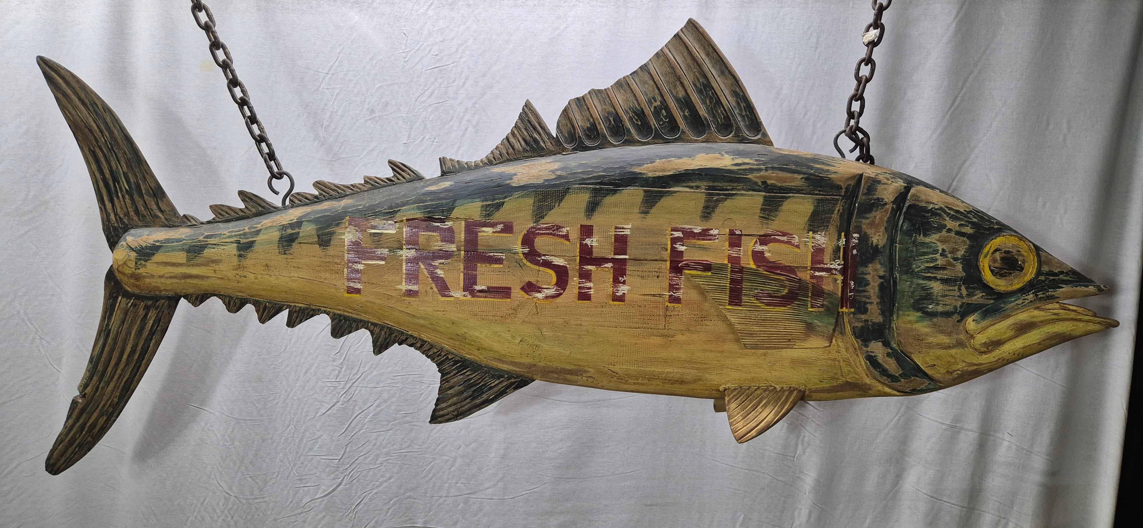 Large Fish Sign Six Foot Carved Fish Trade Sign – Lannan Gallery