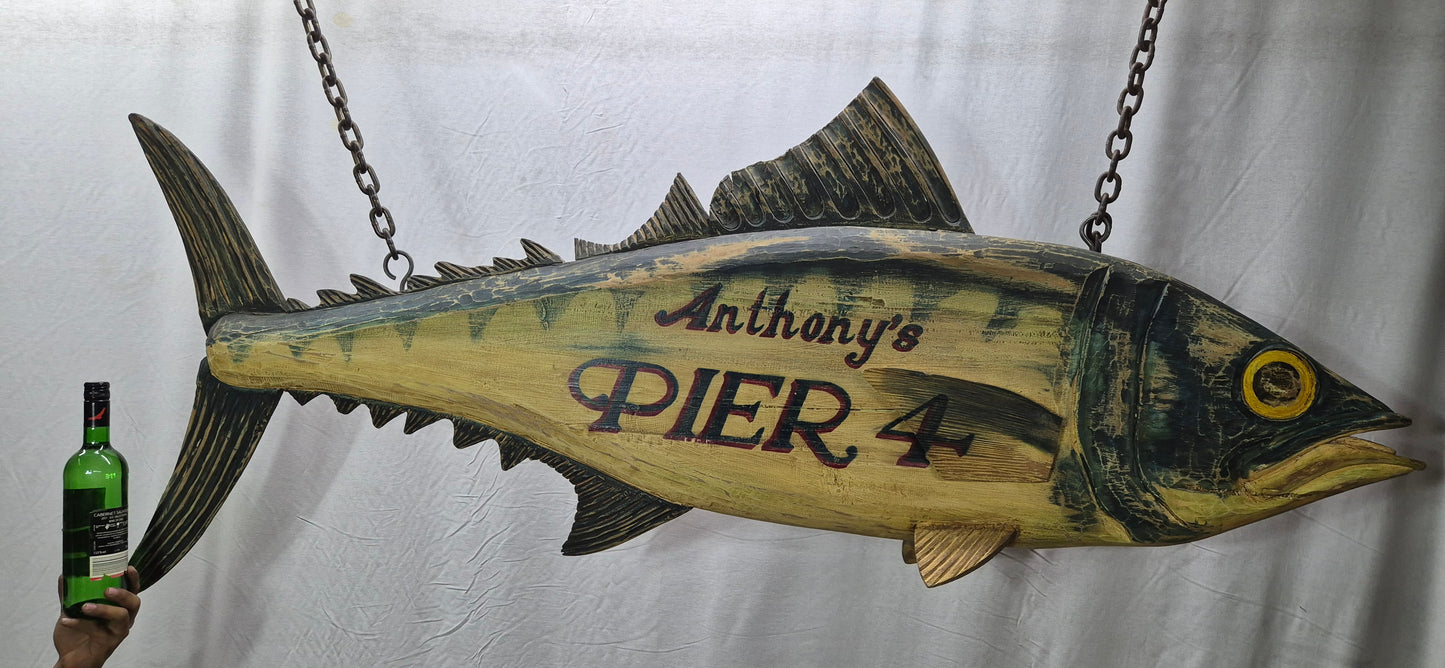 Anthony's Pier 4 Carved Trade Sign