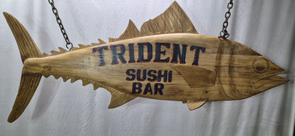 Trident Sushi Bar Carved Trade Sign