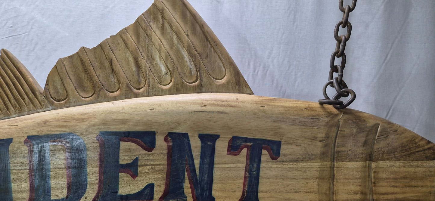 Trident Sushi Bar Carved Trade Sign