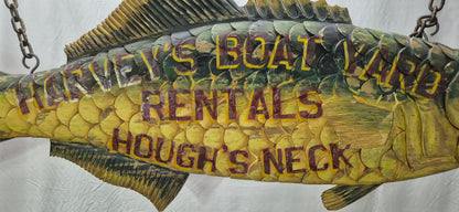 Harvey's Boat Yard Carved Trade Sign