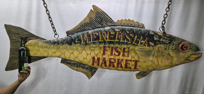 Six Foot Menemsha Fish Market Trade Sign