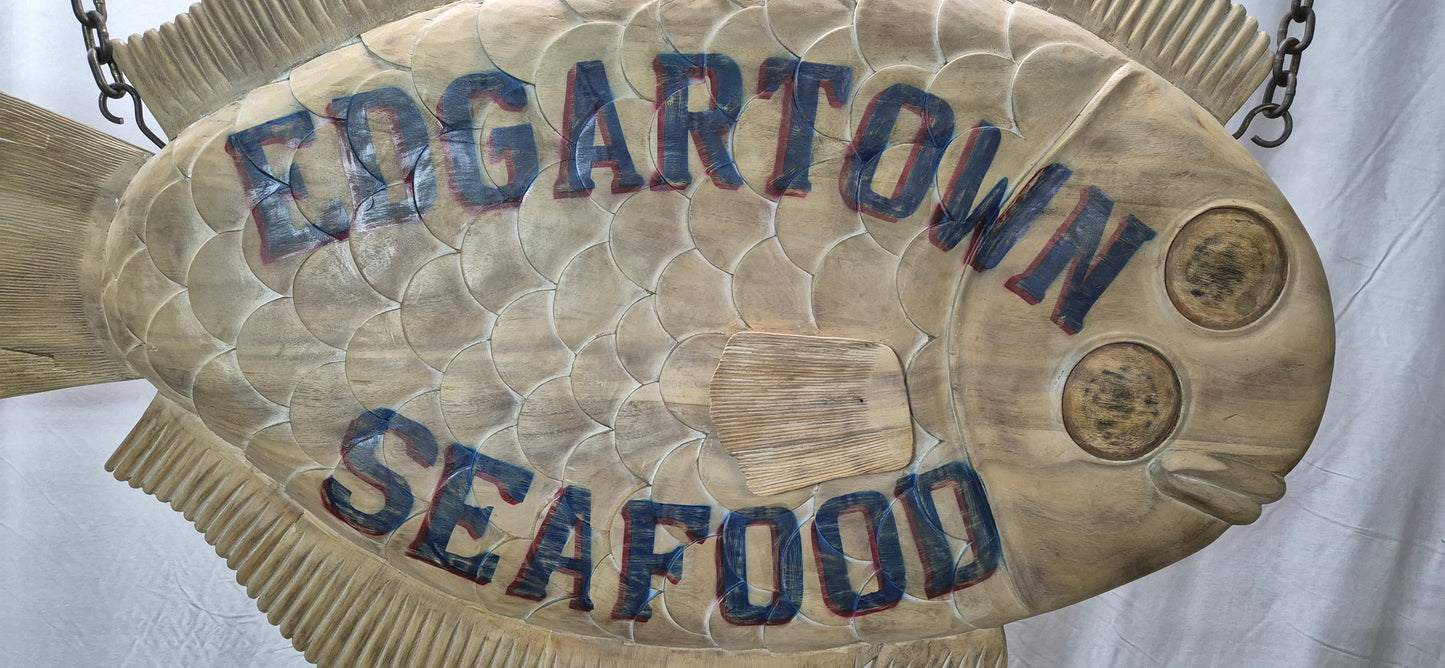 Edgartown Seafood Carved Flounder Trade Sign