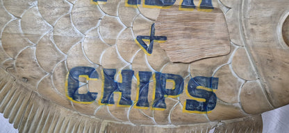 Carved Flounder Trade Sign "Fish & Chips"