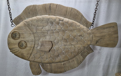 Carved Flounder Trade Sign "Fish & Chips"