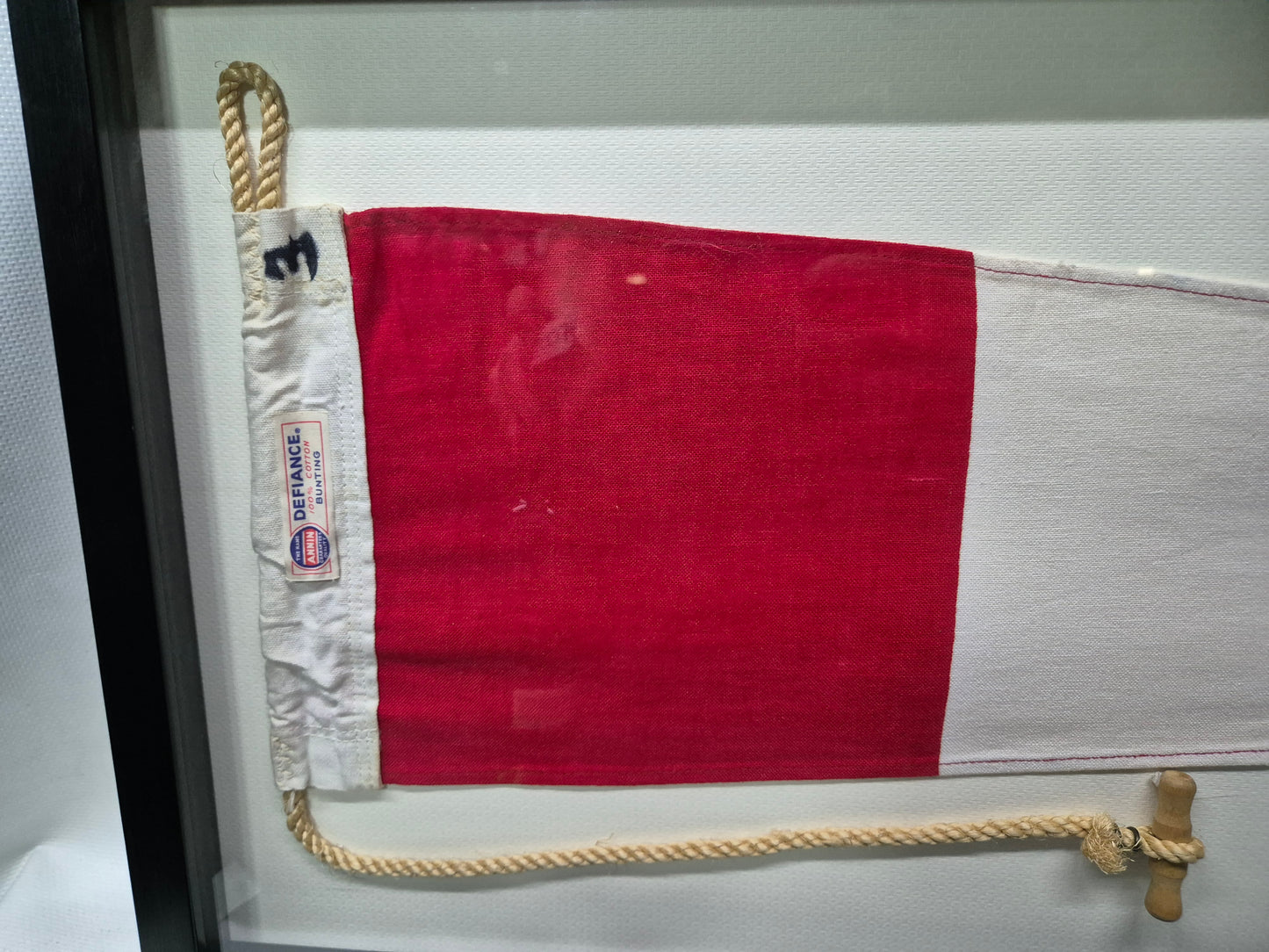 Nautical Signal Pennant for Numeral THREE in Frame