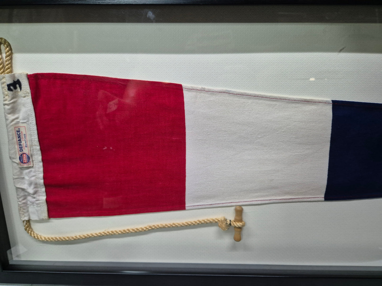 Nautical Signal Pennant for Numeral THREE in Frame