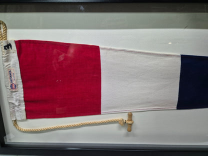Nautical Signal Pennant for Numeral THREE in Frame