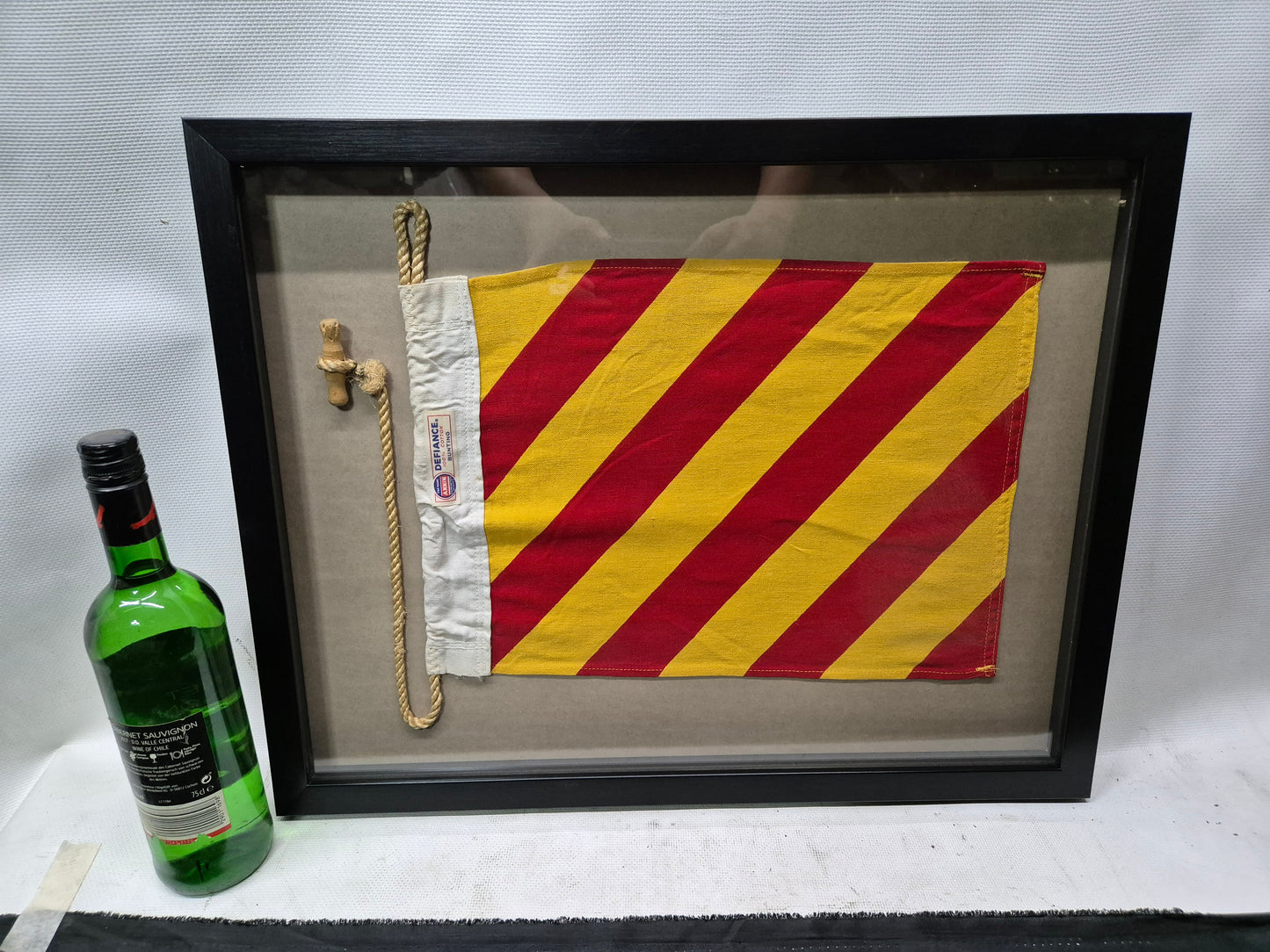 Nautical Signal Flag of Letter "Y" in Shadowbox Frame