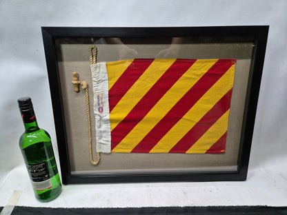 Nautical Signal Flag of Letter "Y" in Shadowbox Frame