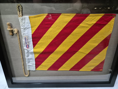 Nautical Signal Flag of Letter "Y" in Shadowbox Frame
