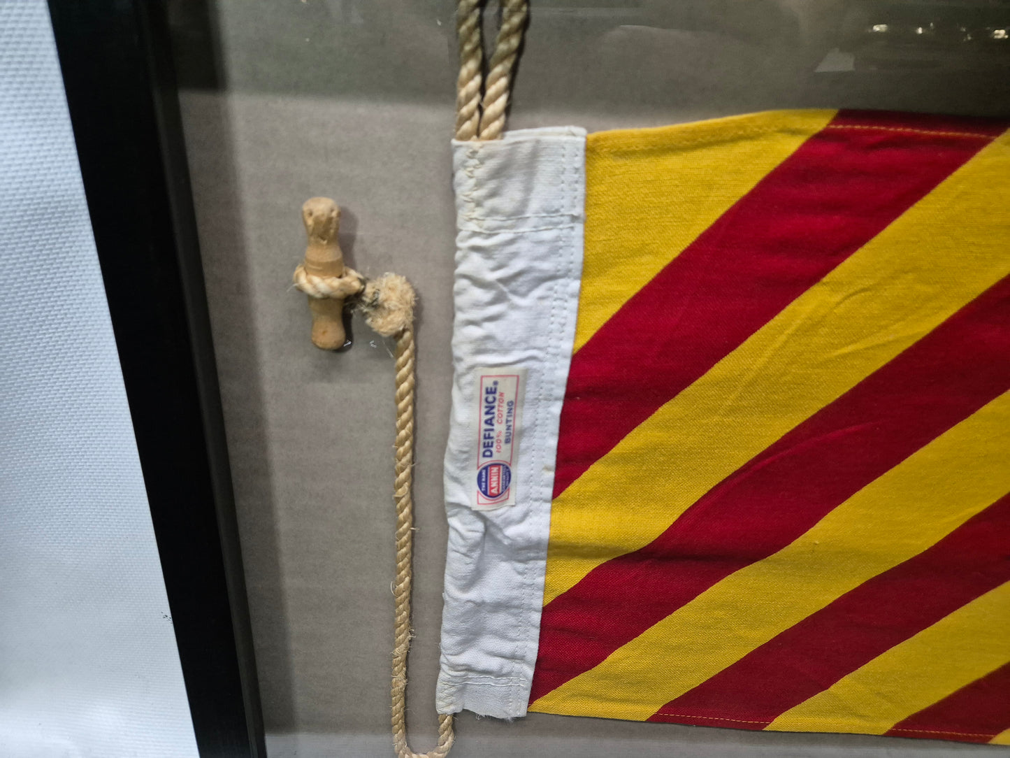 Nautical Signal Flag of Letter "Y" in Shadowbox Frame