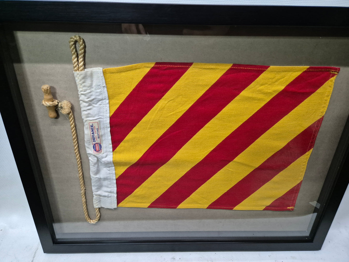 Nautical Signal Flag of Letter "Y" in Shadowbox Frame
