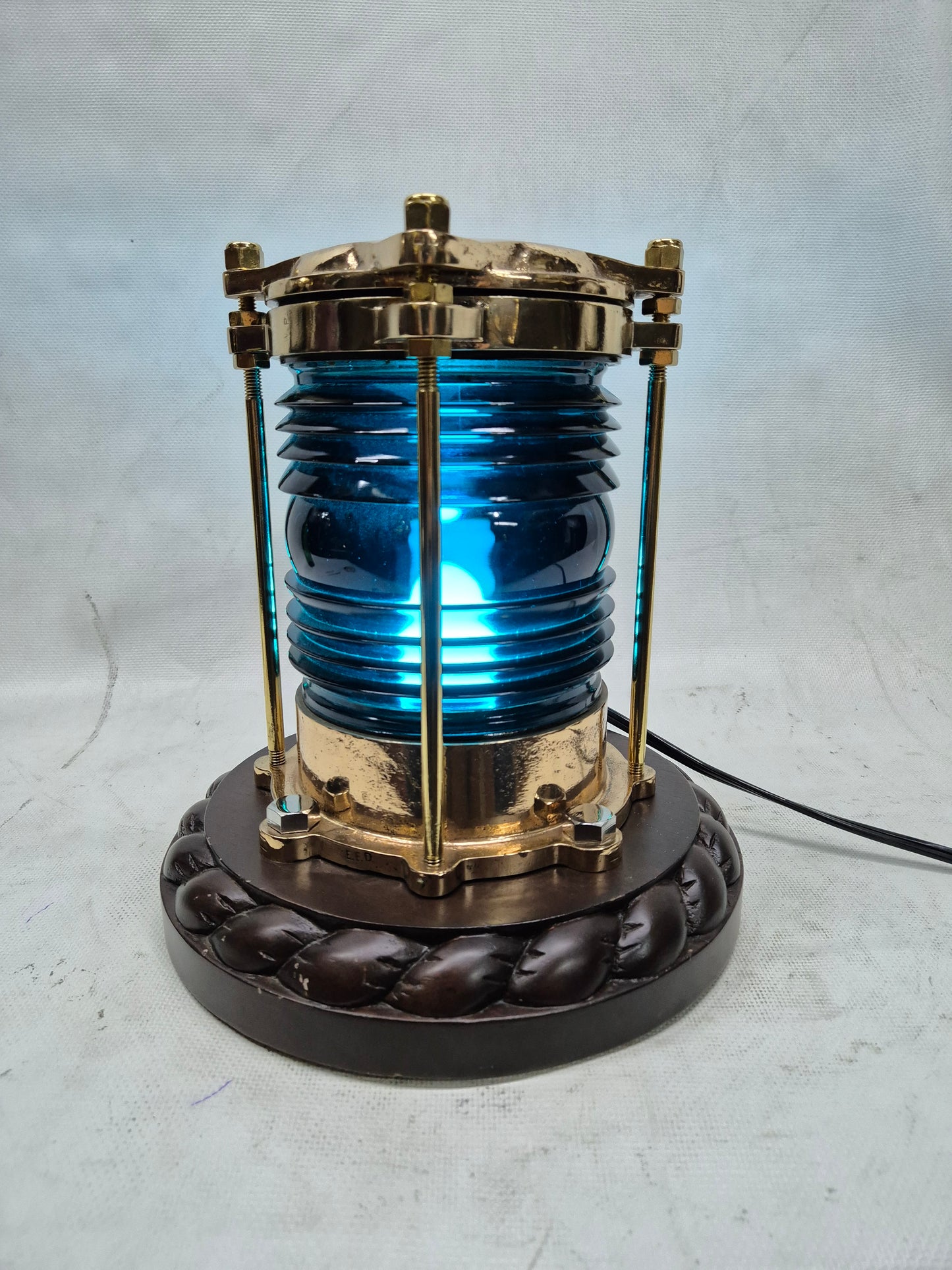 Exceptional Marine Beacon with Rich Blue Fresnel Lens