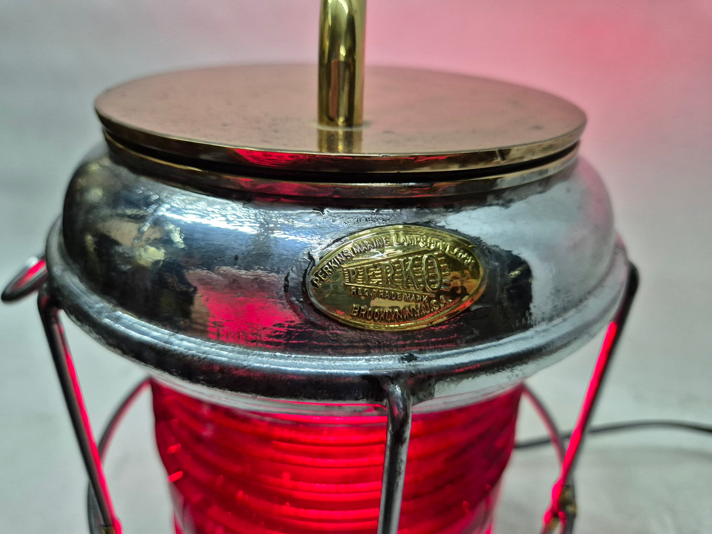 Perko Anchor Ship's Lantern with Ruby Red Lens