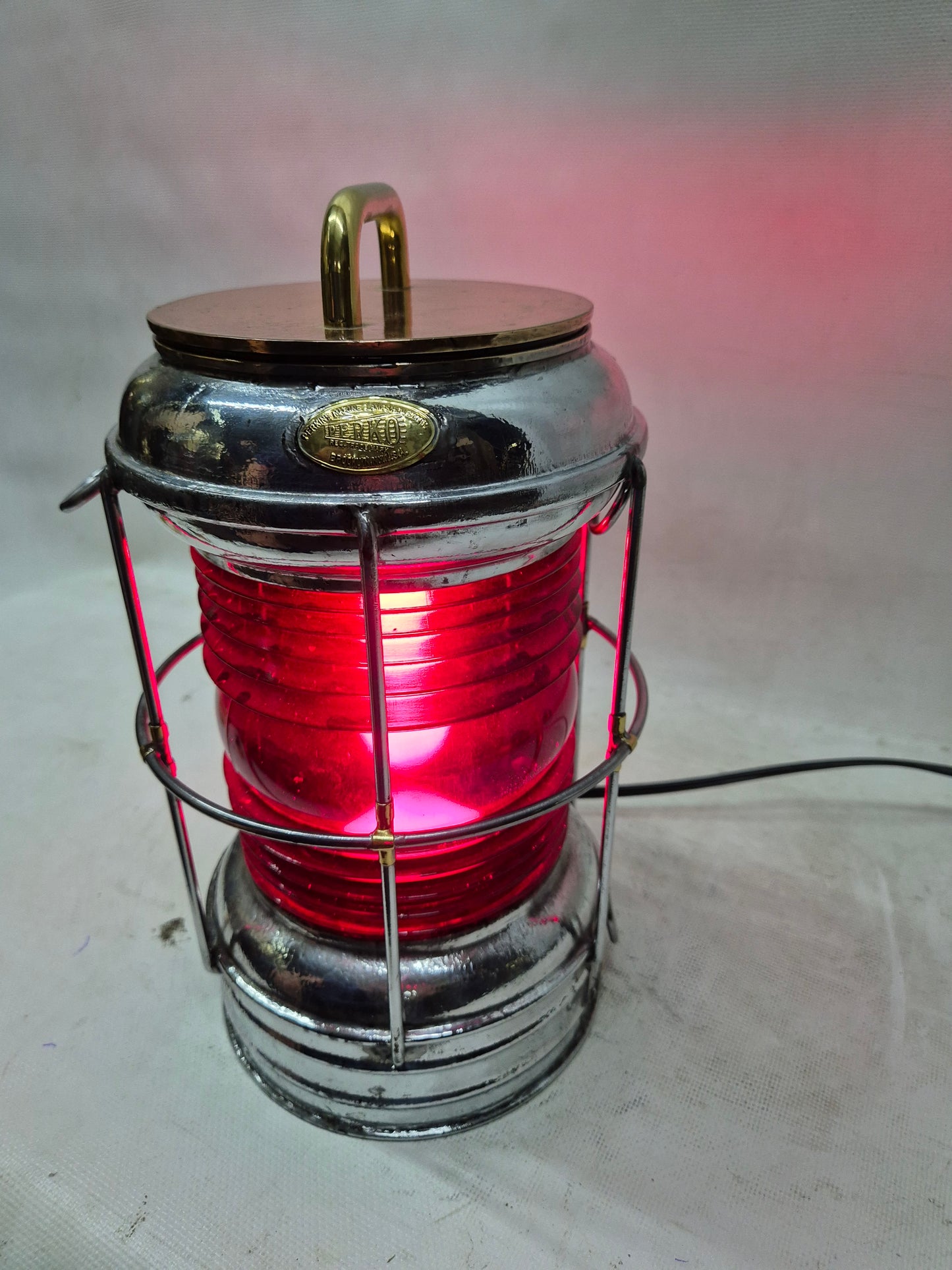 Perko Anchor Ship's Lantern with Ruby Red Lens