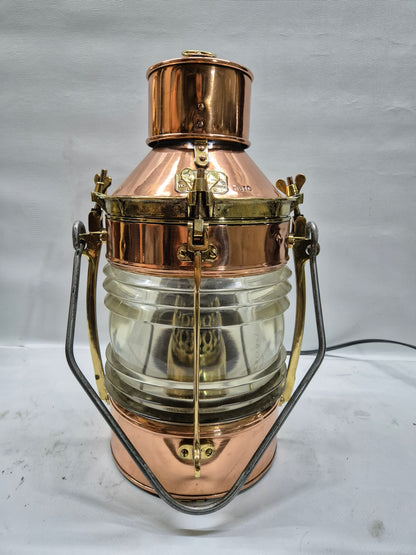 English Ship's Lantern in Copper Case with Two Lenses