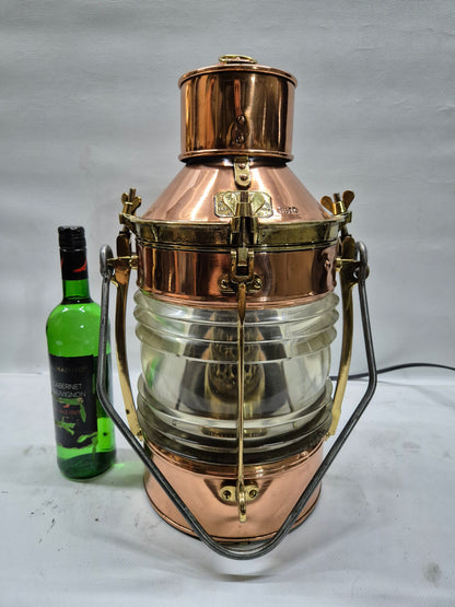 English Ship's Lantern in Copper Case with Two Lenses
