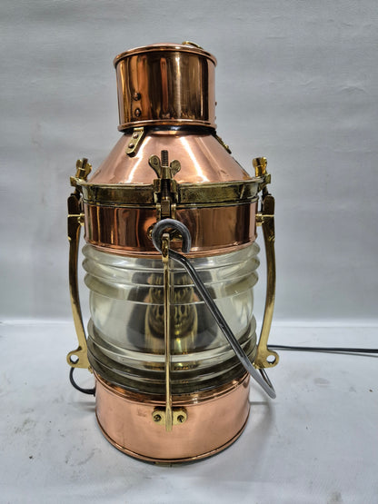 English Ship's Lantern in Copper Case with Two Lenses