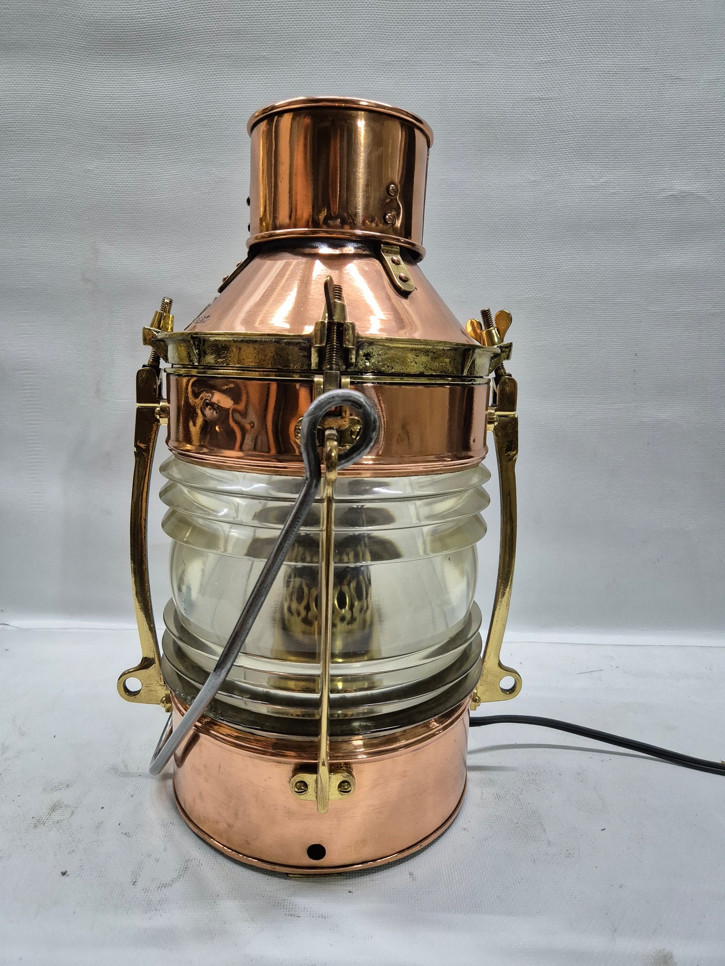 English Ship's Lantern in Copper Case with Two Lenses
