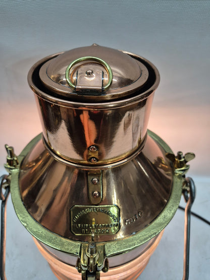 English Ship's Lantern in Copper Case with Two Lenses