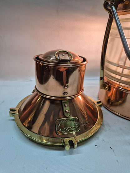 English Ship's Lantern in Copper Case with Two Lenses