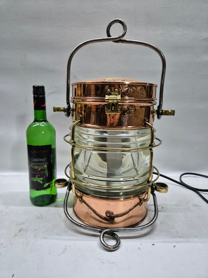 Solid Copper Marine Lantern with Fresnel Lens