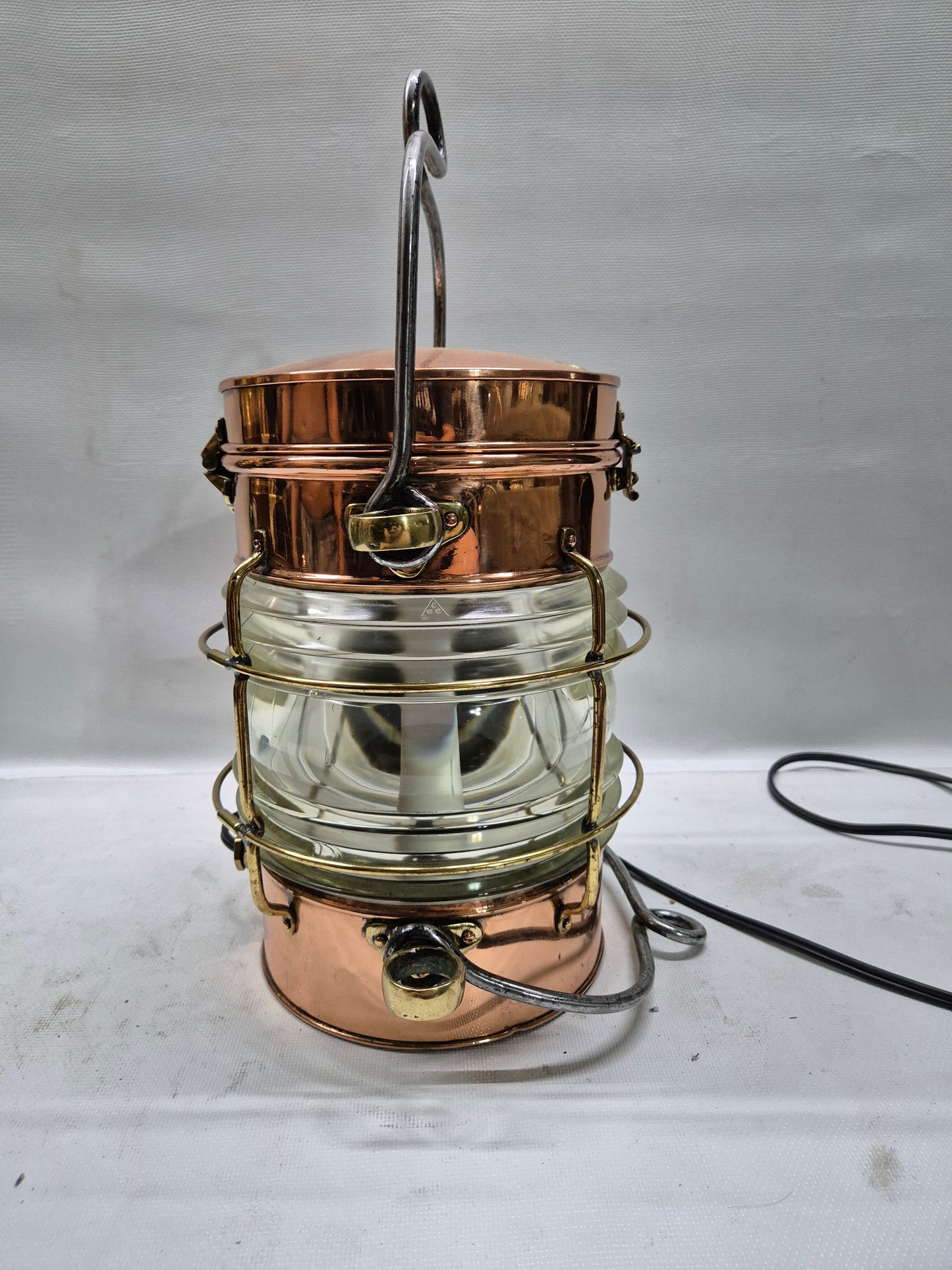 Solid Copper Marine Lantern with Fresnel Lens