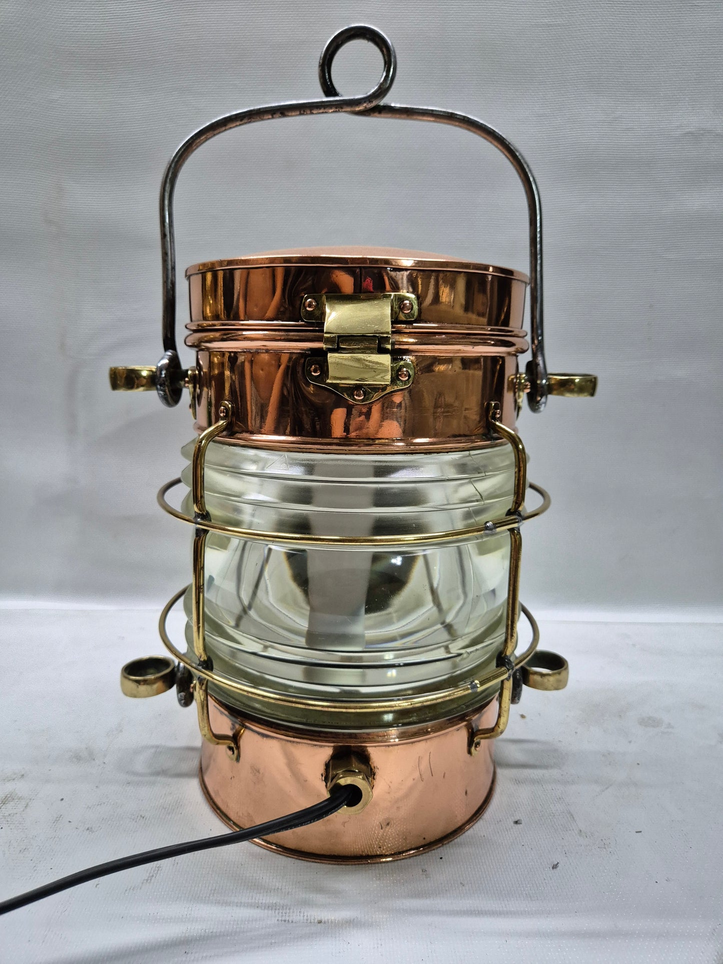 Solid Copper Marine Lantern with Fresnel Lens