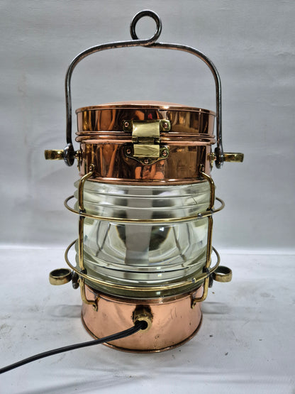 Solid Copper Marine Lantern with Fresnel Lens