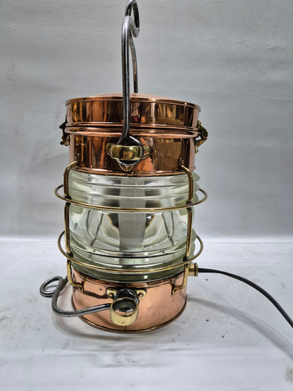 Solid Copper Marine Lantern with Fresnel Lens