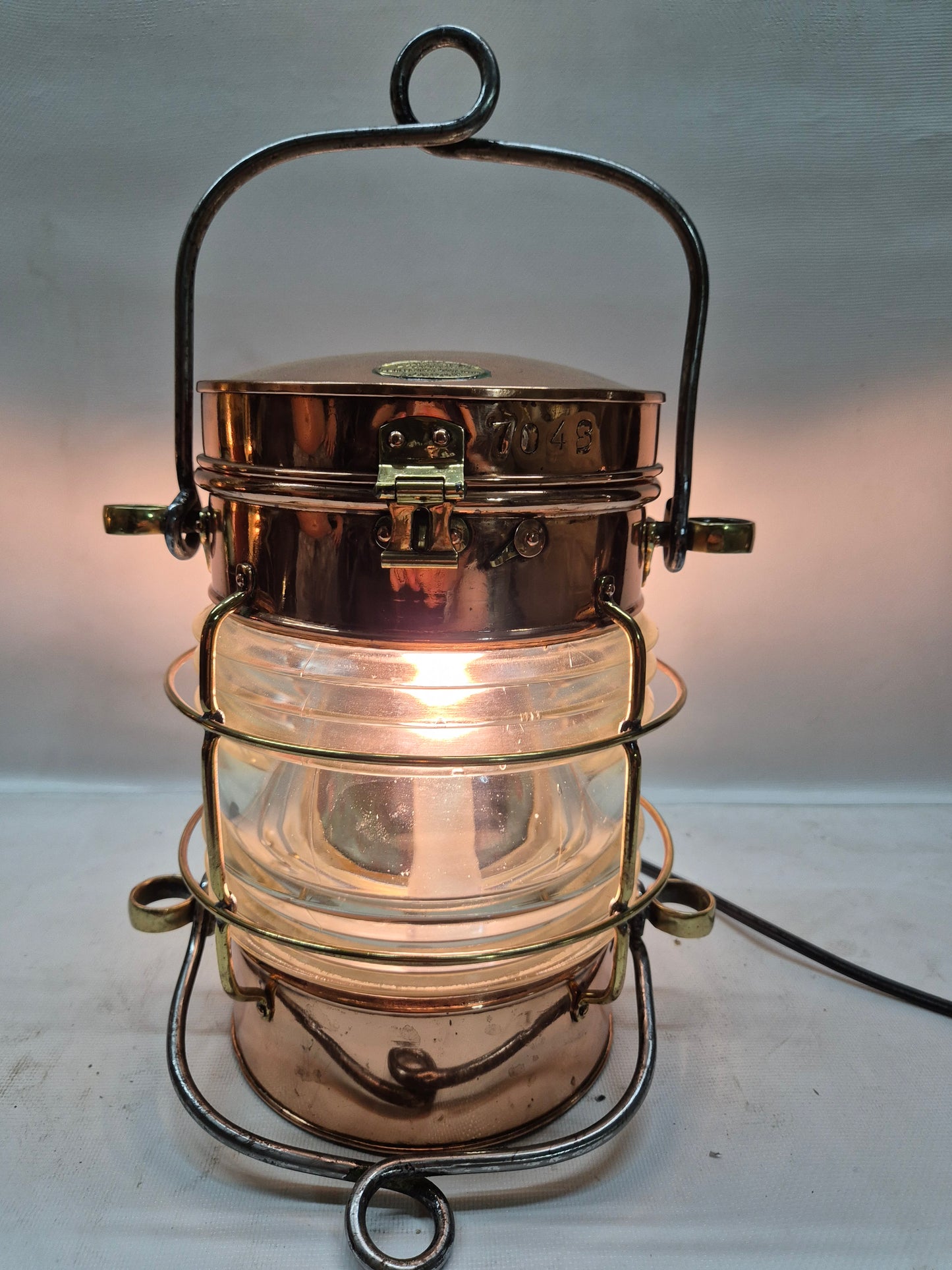 Solid Copper Marine Lantern with Fresnel Lens