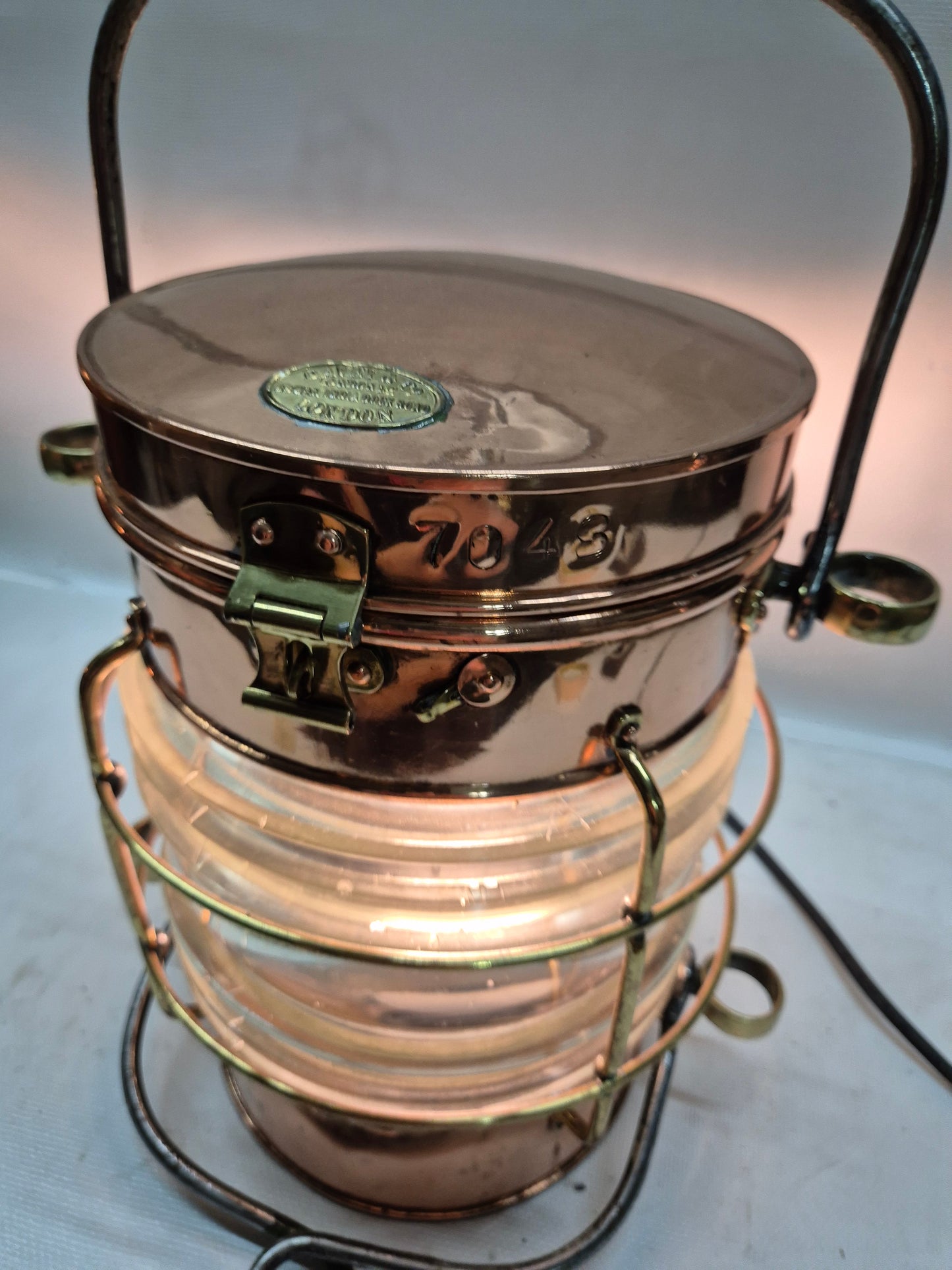 Solid Copper Marine Lantern with Fresnel Lens