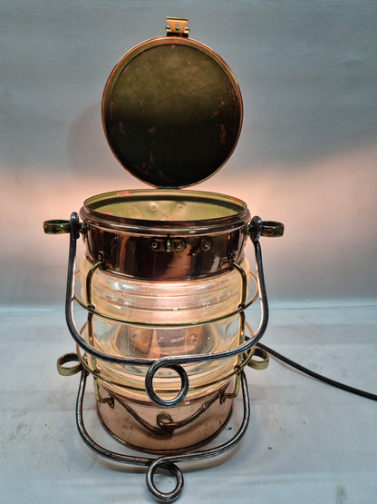 Solid Copper Marine Lantern with Fresnel Lens