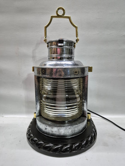 Polished Steel Ship’s Masthead Lantern with Fresnel Lens