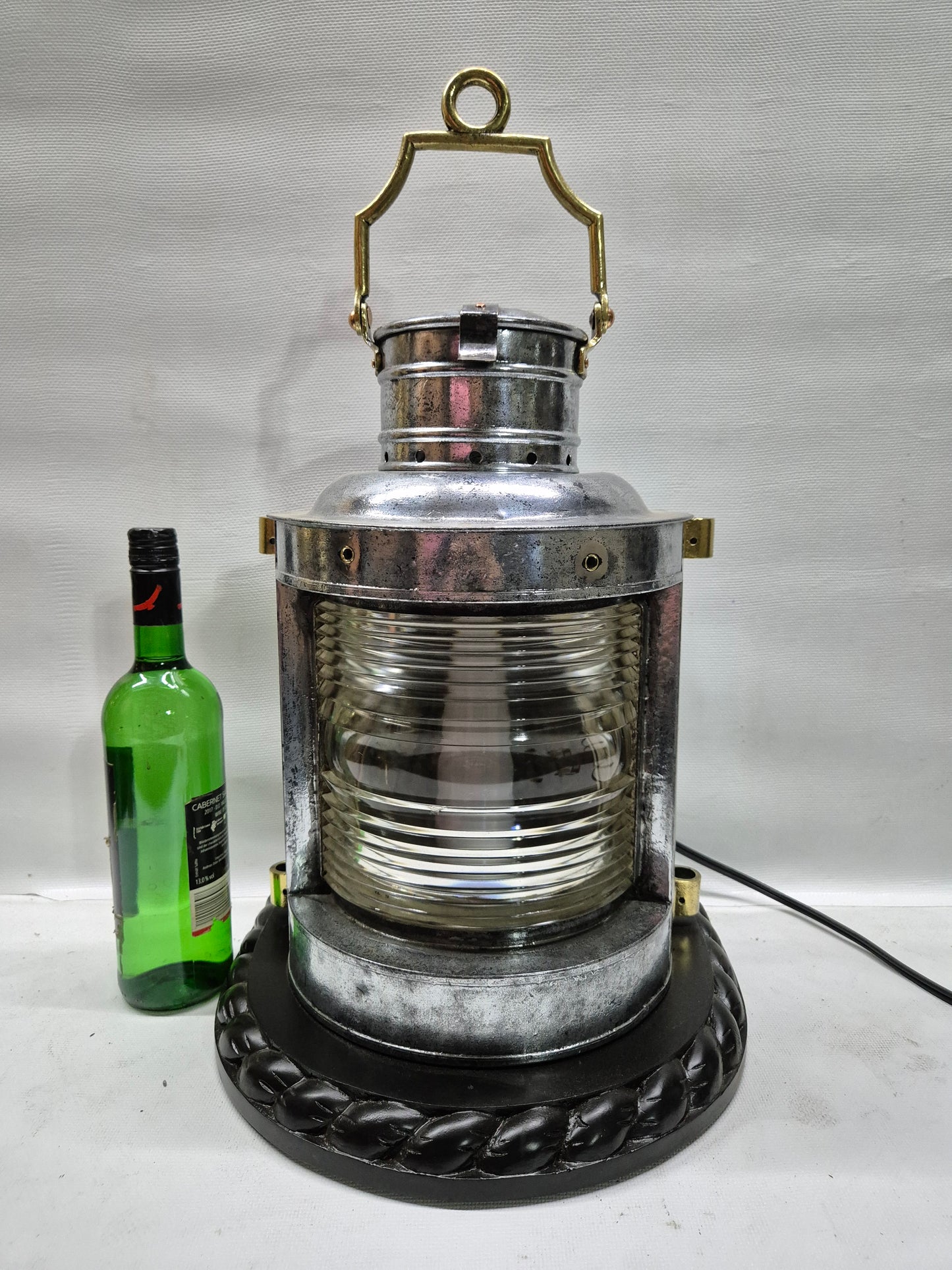 Polished Steel Ship’s Masthead Lantern with Fresnel Lens