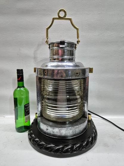 Polished Steel Ship’s Masthead Lantern with Fresnel Lens