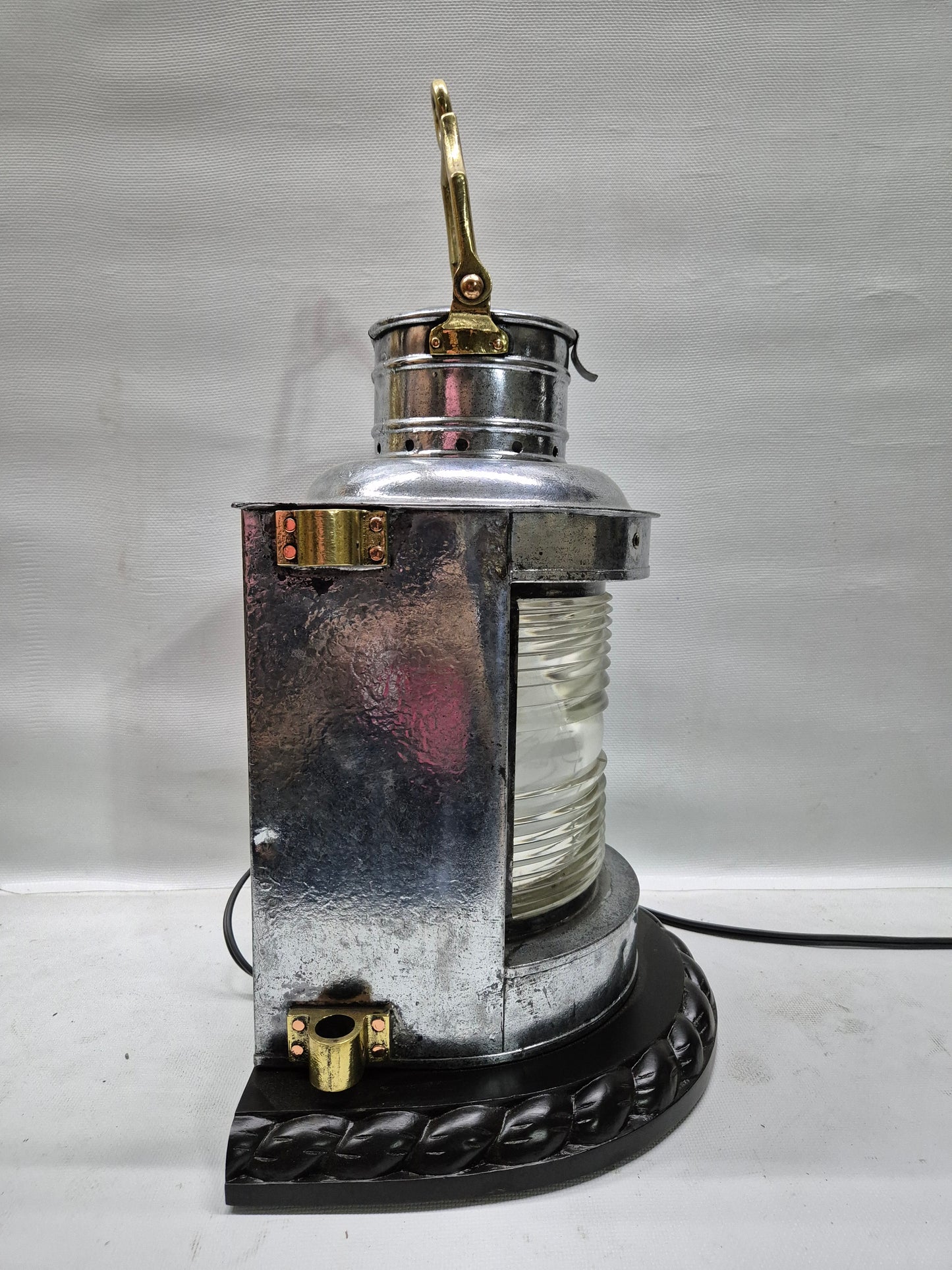Polished Steel Ship’s Masthead Lantern with Fresnel Lens