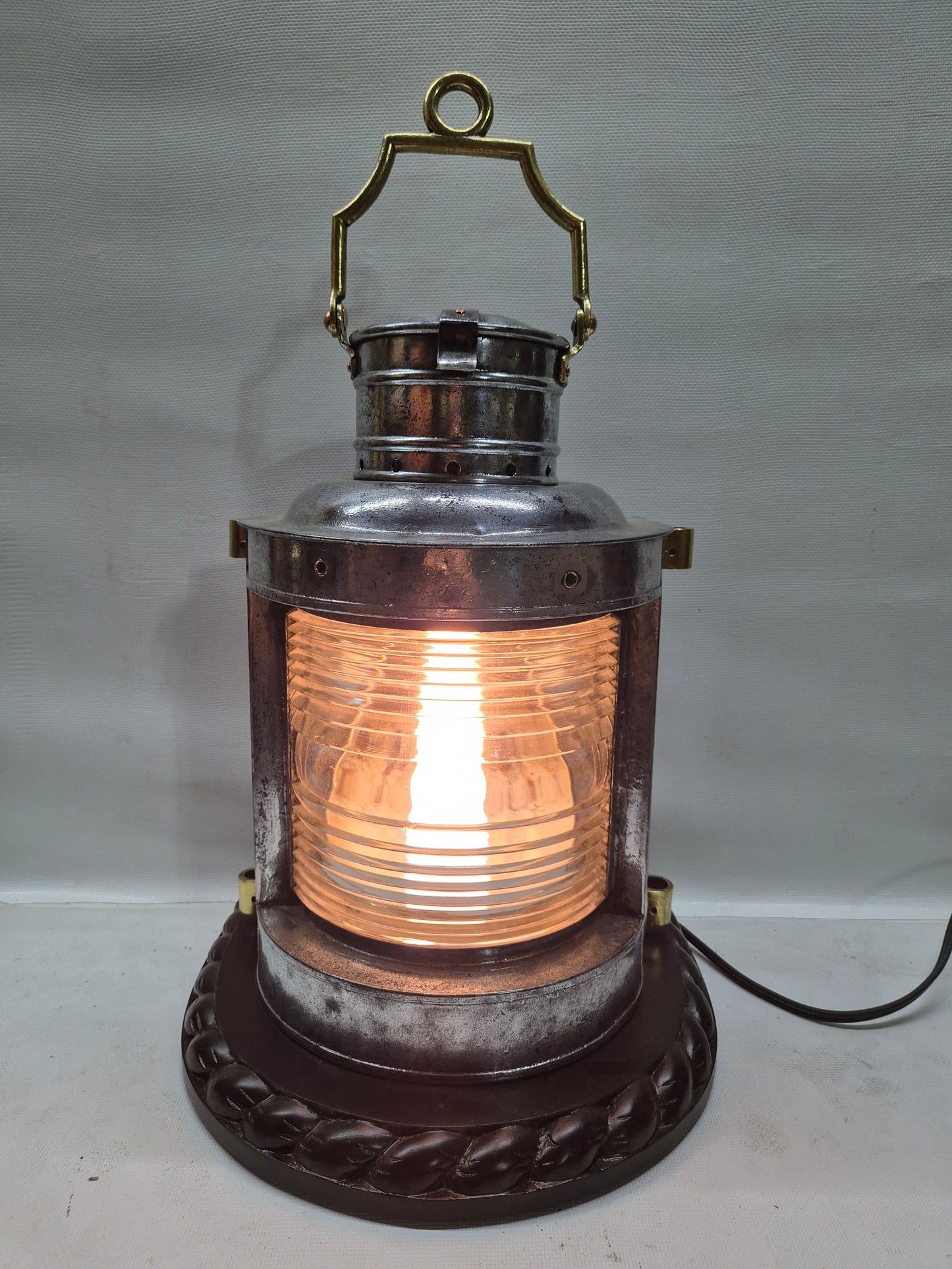 Polished Steel Ship’s Masthead Lantern with Fresnel Lens