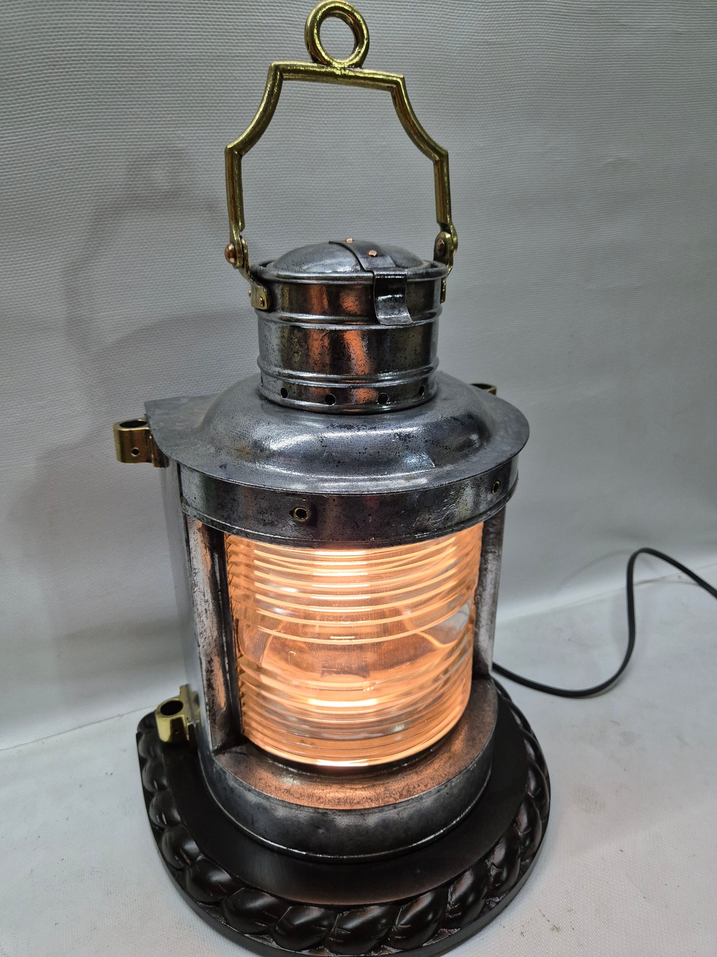 Polished Steel Ship’s Masthead Lantern with Fresnel Lens