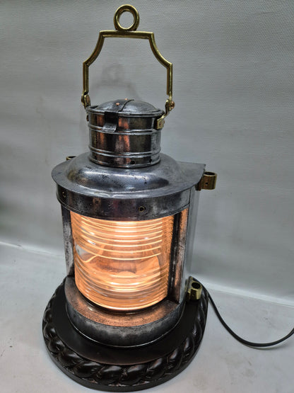Polished Steel Ship’s Masthead Lantern with Fresnel Lens