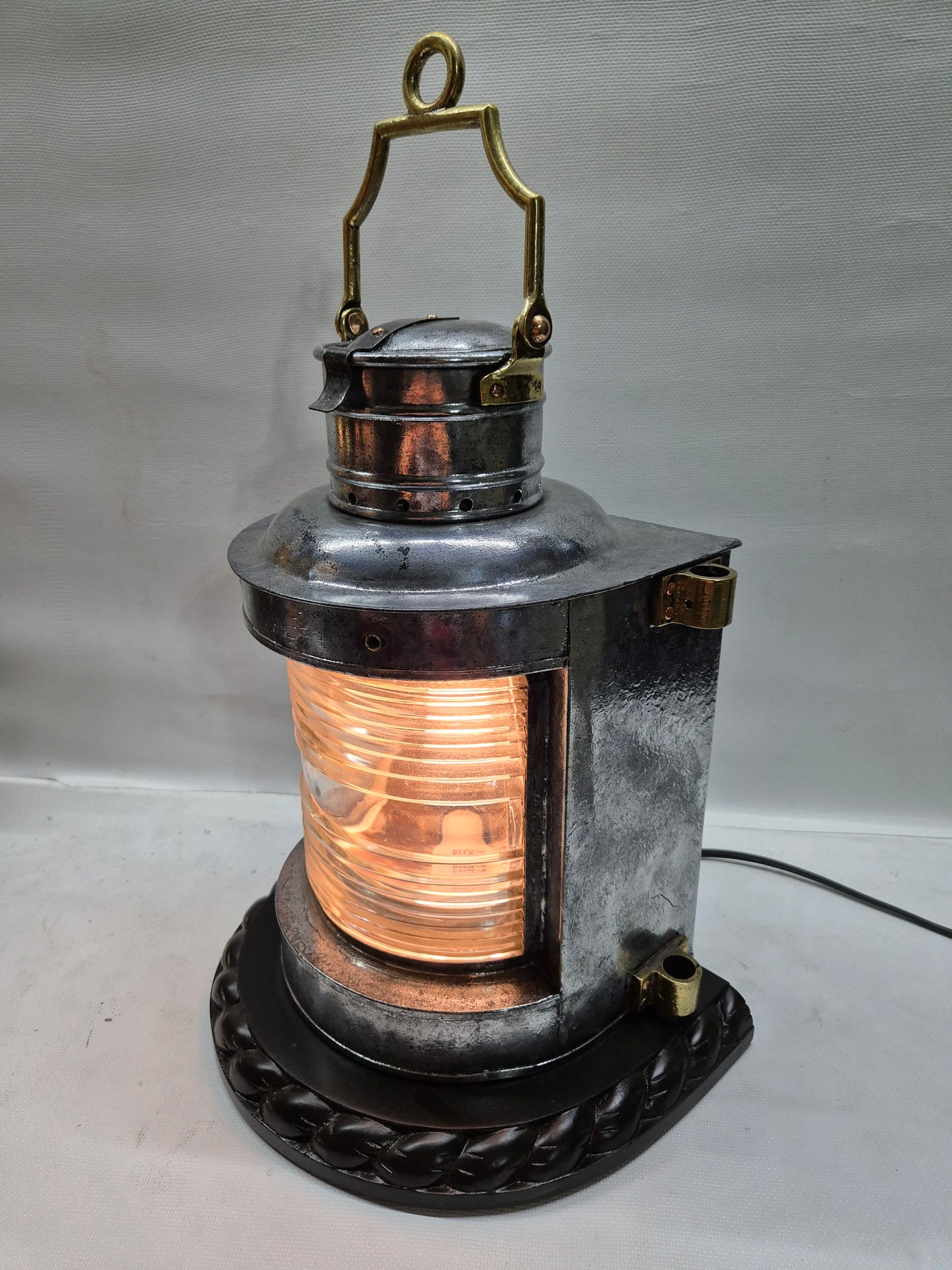 Polished Steel Ship’s Masthead Lantern with Fresnel Lens